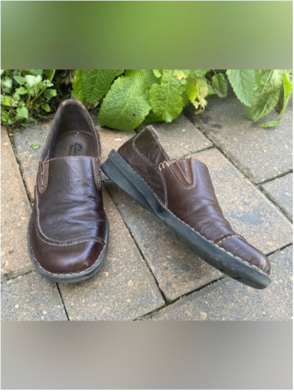 Clarks Bendables Brown Leather Slip-On Loafers Size 6 Fall Sale